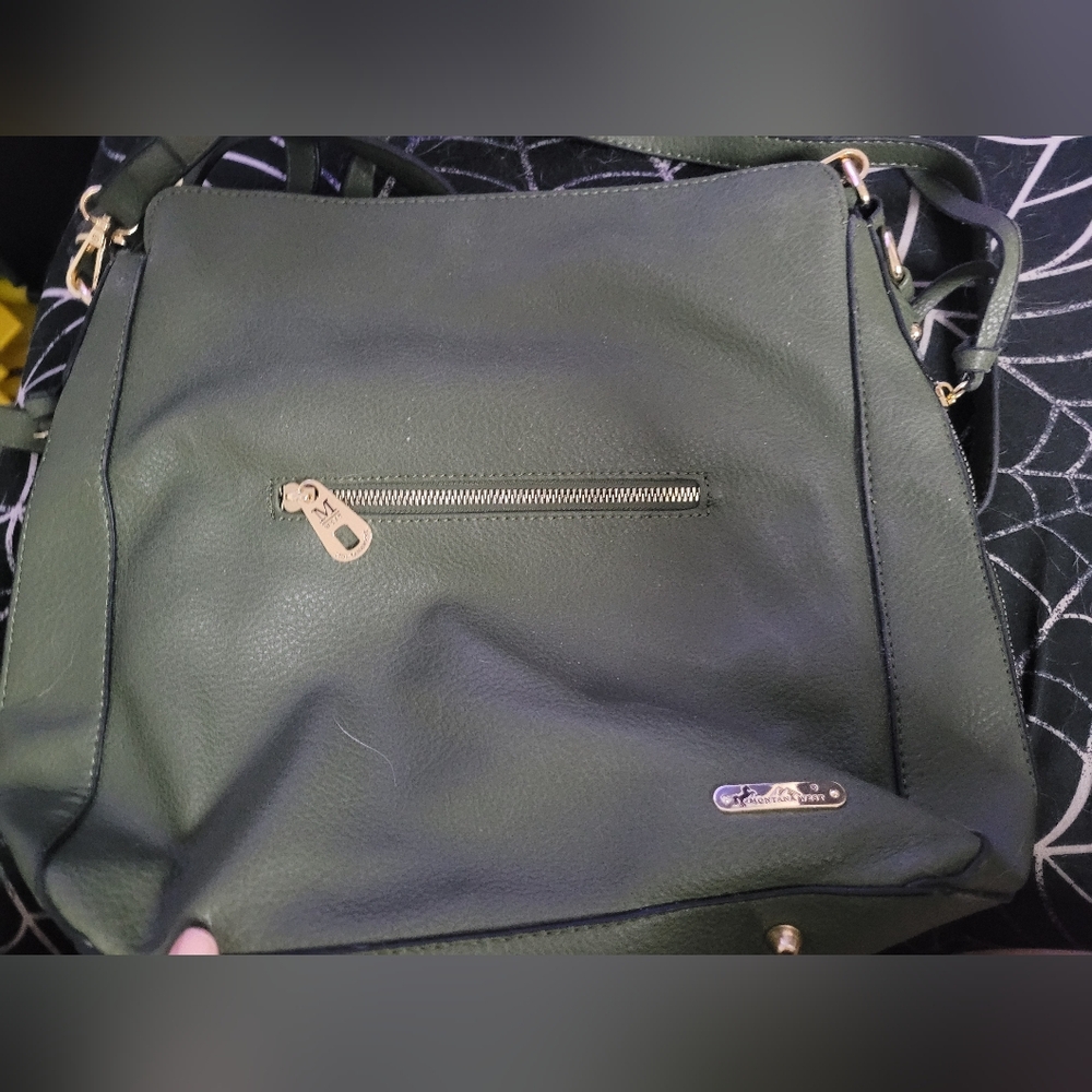 Montana West Olive Green Shoulder Bag with Gold Details